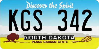 ND license plate KGS342
