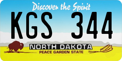 ND license plate KGS344