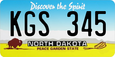ND license plate KGS345