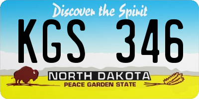ND license plate KGS346