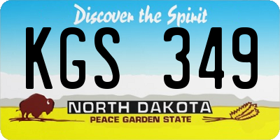 ND license plate KGS349