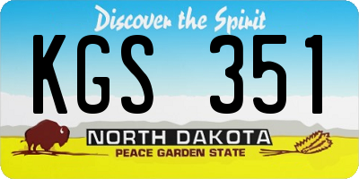 ND license plate KGS351