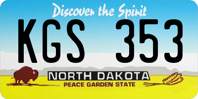 ND license plate KGS353