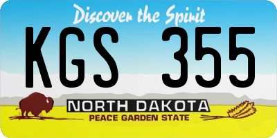ND license plate KGS355