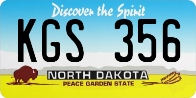 ND license plate KGS356