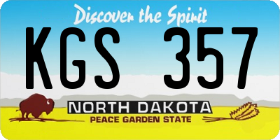ND license plate KGS357