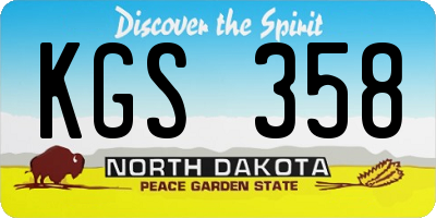 ND license plate KGS358