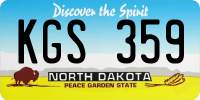 ND license plate KGS359