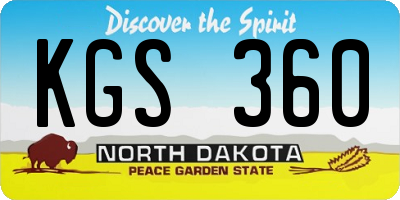 ND license plate KGS360