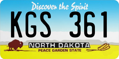 ND license plate KGS361