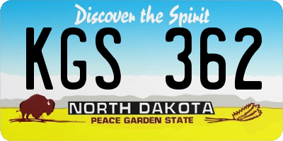 ND license plate KGS362
