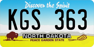 ND license plate KGS363