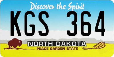 ND license plate KGS364
