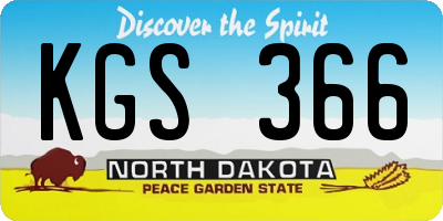 ND license plate KGS366