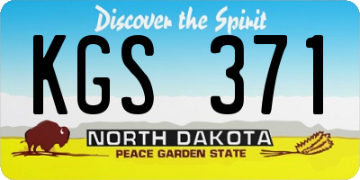 ND license plate KGS371