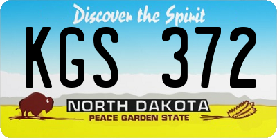 ND license plate KGS372