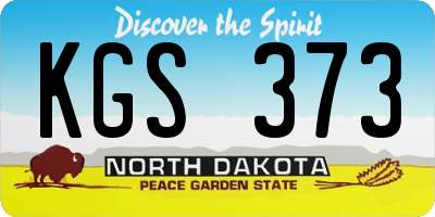 ND license plate KGS373