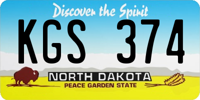 ND license plate KGS374