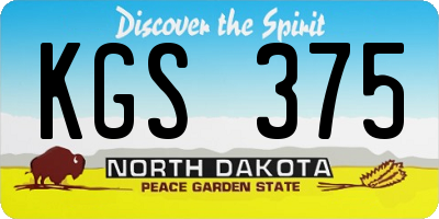 ND license plate KGS375