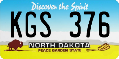 ND license plate KGS376