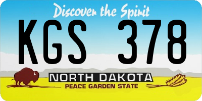 ND license plate KGS378