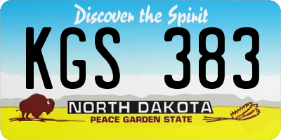 ND license plate KGS383