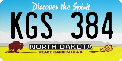 ND license plate KGS384