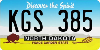 ND license plate KGS385