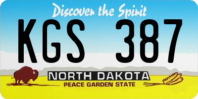 ND license plate KGS387