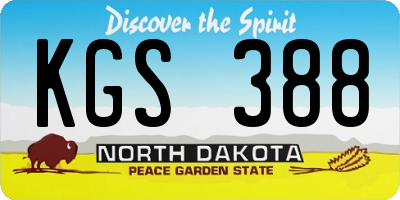 ND license plate KGS388
