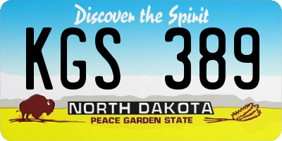 ND license plate KGS389