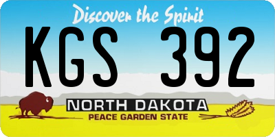 ND license plate KGS392