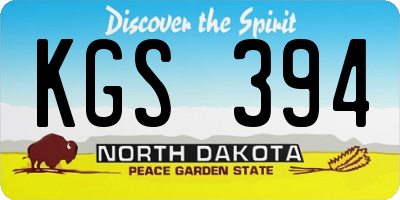 ND license plate KGS394