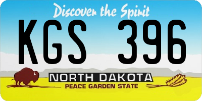 ND license plate KGS396