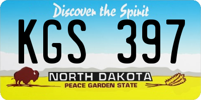 ND license plate KGS397