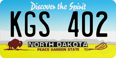 ND license plate KGS402