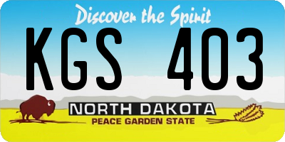 ND license plate KGS403