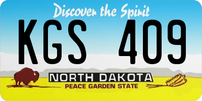ND license plate KGS409