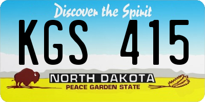 ND license plate KGS415