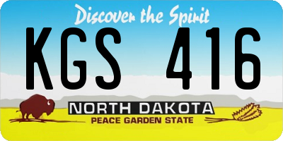 ND license plate KGS416