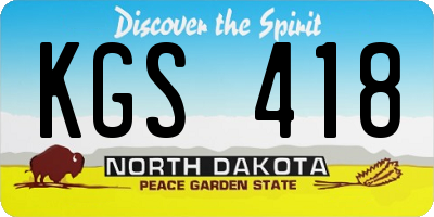 ND license plate KGS418