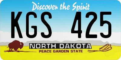 ND license plate KGS425