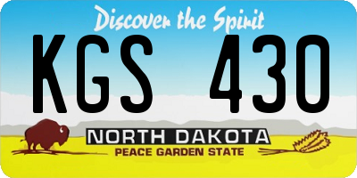 ND license plate KGS430