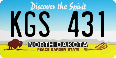 ND license plate KGS431