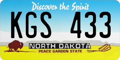 ND license plate KGS433