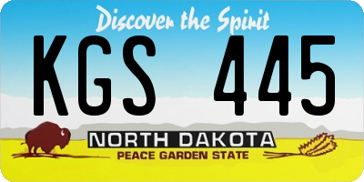 ND license plate KGS445
