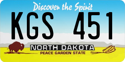 ND license plate KGS451