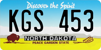 ND license plate KGS453