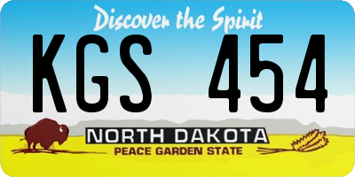 ND license plate KGS454