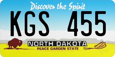 ND license plate KGS455